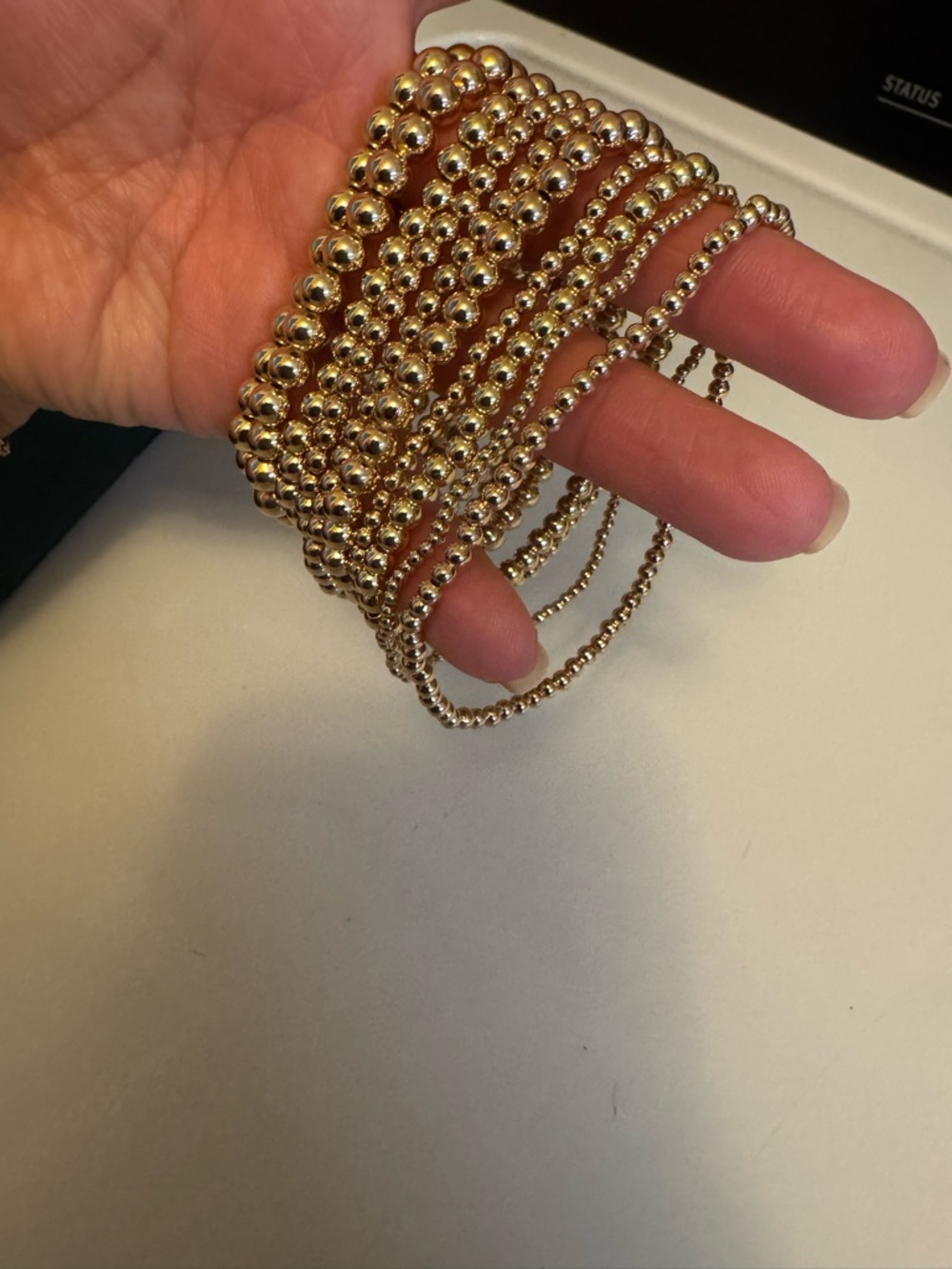 Layered Gold Beaded Stretch Bracelet Set - Women's Jewelry